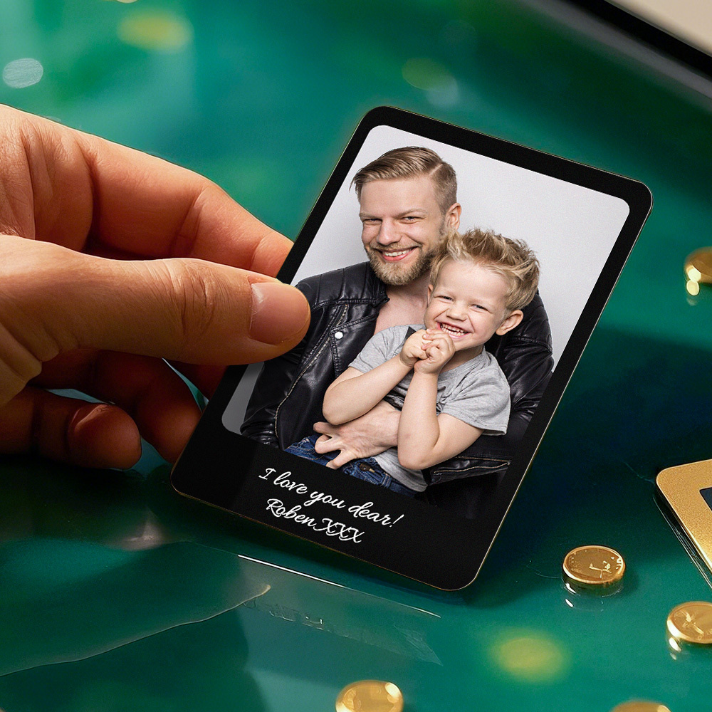 Tarjeta De Billetera De Metal Personalizada Tarjeta De Billetera De Foto De Aluminio Personalizada Regalos Del Día Del Padre - santacalcetines