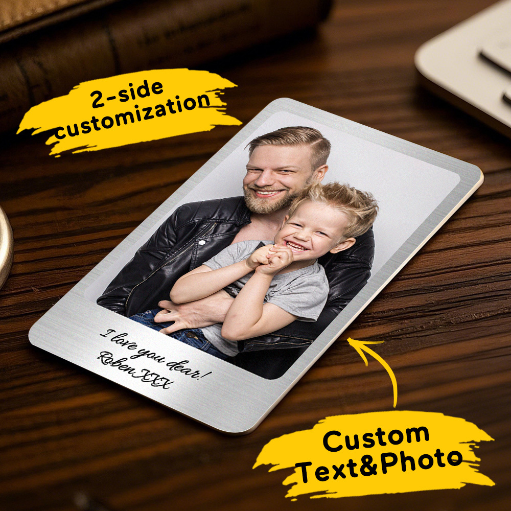 Tarjeta De Billetera De Metal Personalizada Tarjeta De Billetera De Foto De Aluminio Personalizada Regalos Del Día Del Padre - santacalcetines