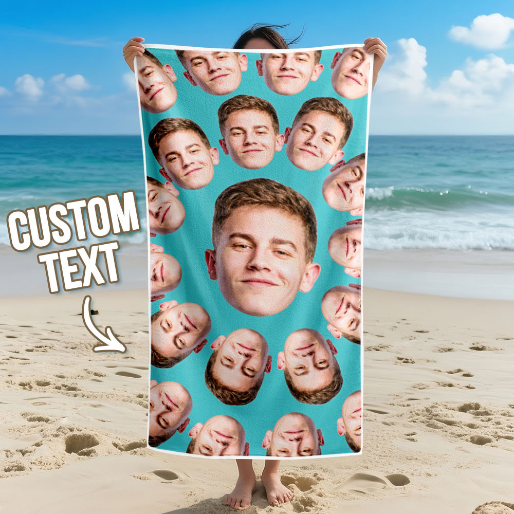 Toalla De Playa Personalizada Con Foto De Dibujos Animados, Toalla De Playa Multicolor, Idea De Regalo Divertida Para El Verano - santacalcetines