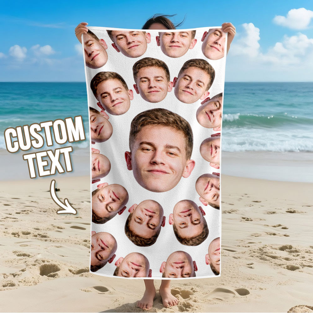 Toalla De Playa Personalizada Con Foto De Dibujos Animados, Toalla De Playa Multicolor, Idea De Regalo Divertida Para El Verano - santacalcetines