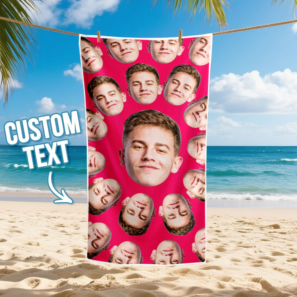 Toalla De Playa Personalizada Con Foto De Dibujos Animados, Toalla De Playa Multicolor, Idea De Regalo Divertida Para El Verano - santacalcetines