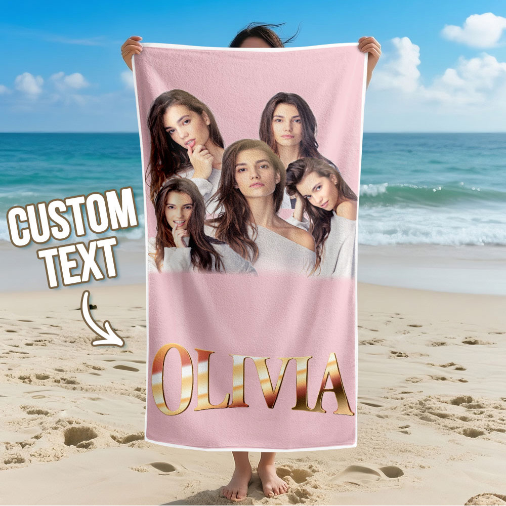 Toalla De Playa Personalizada Con Foto De Dibujos Animados, Toalla De Playa Multicolor, Idea De Regalo Divertida Para El Verano - santacalcetines