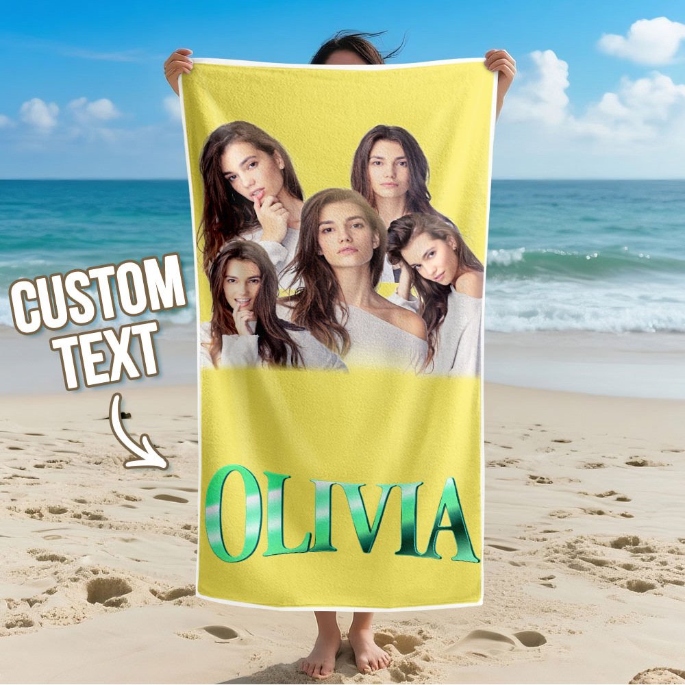 Toalla De Playa Personalizada Con Foto De Dibujos Animados, Toalla De Playa Multicolor, Idea De Regalo Divertida Para El Verano - santacalcetines