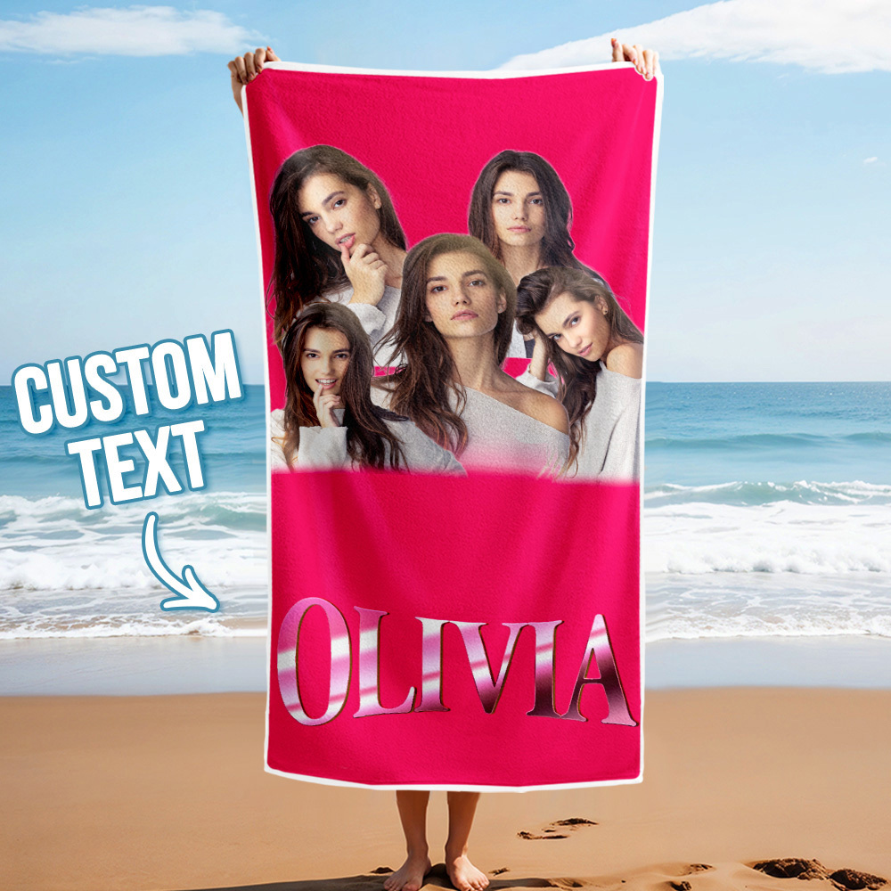 Toalla De Playa Personalizada Con Foto De Dibujos Animados, Toalla De Playa Multicolor, Idea De Regalo Divertida Para El Verano - santacalcetines