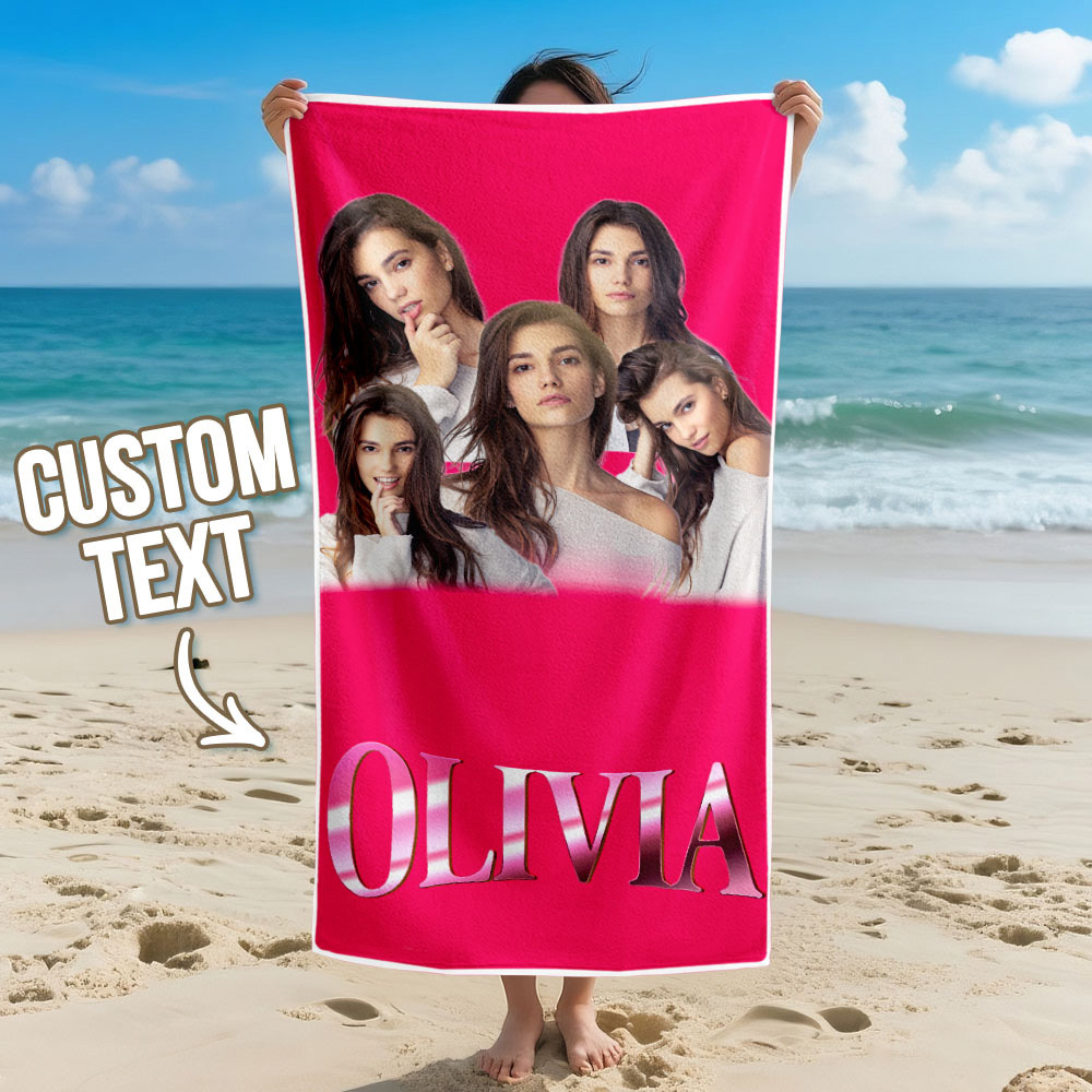 Toalla De Playa Personalizada Con Foto De Dibujos Animados, Toalla De Playa Multicolor, Idea De Regalo Divertida Para El Verano - santacalcetines