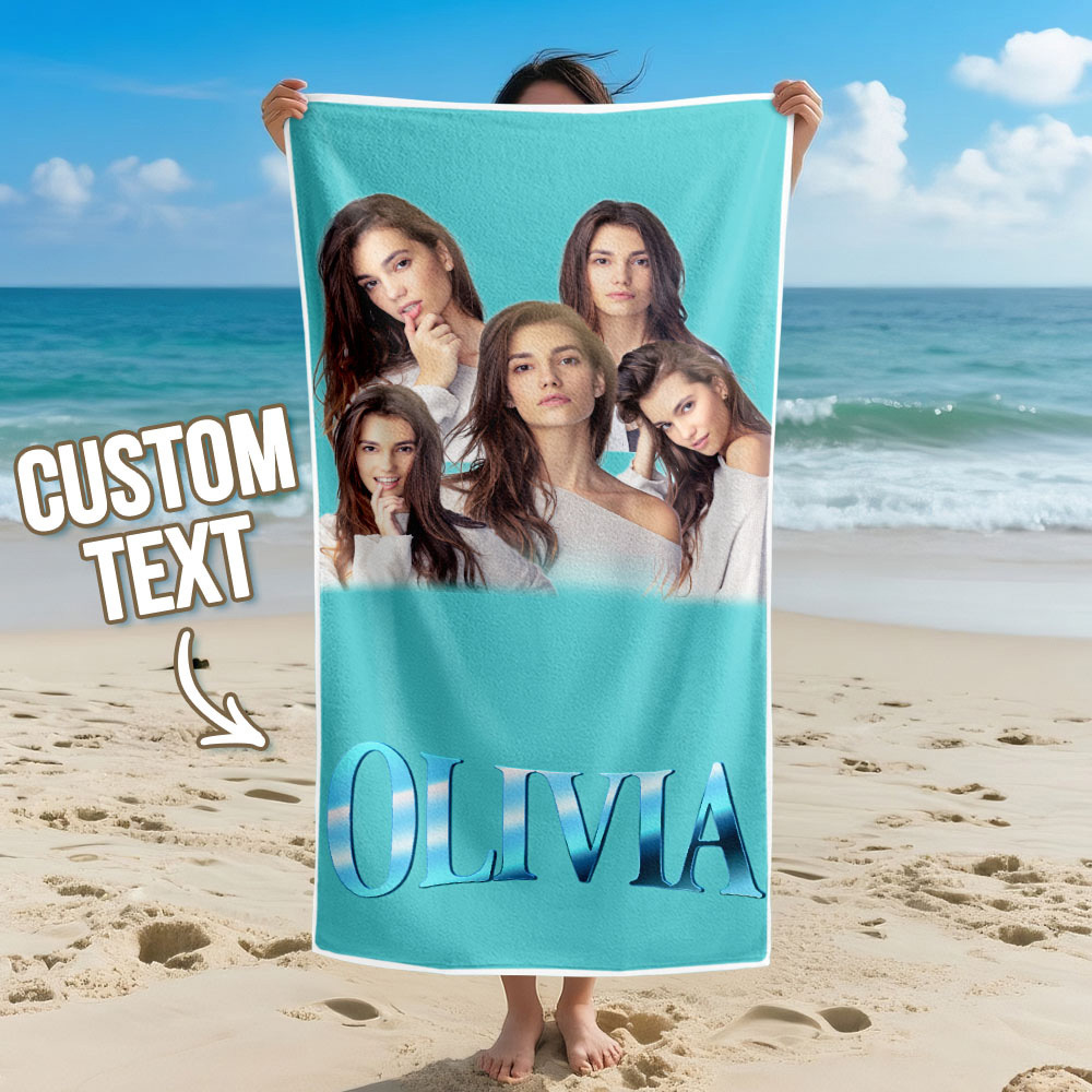 Toalla De Playa Personalizada Con Foto De Dibujos Animados, Toalla De Playa Multicolor, Idea De Regalo Divertida Para El Verano - santacalcetines