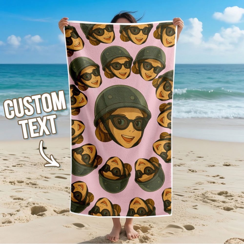 Toalla De Playa Personalizada Con Foto De Dibujos Animados, Toalla De Playa Multicolor, Idea De Regalo Divertida Para El Verano - santacalcetines