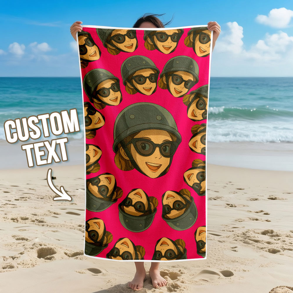 Toalla De Playa Personalizada Con Foto De Dibujos Animados, Toalla De Playa Multicolor, Idea De Regalo Divertida Para El Verano - santacalcetines