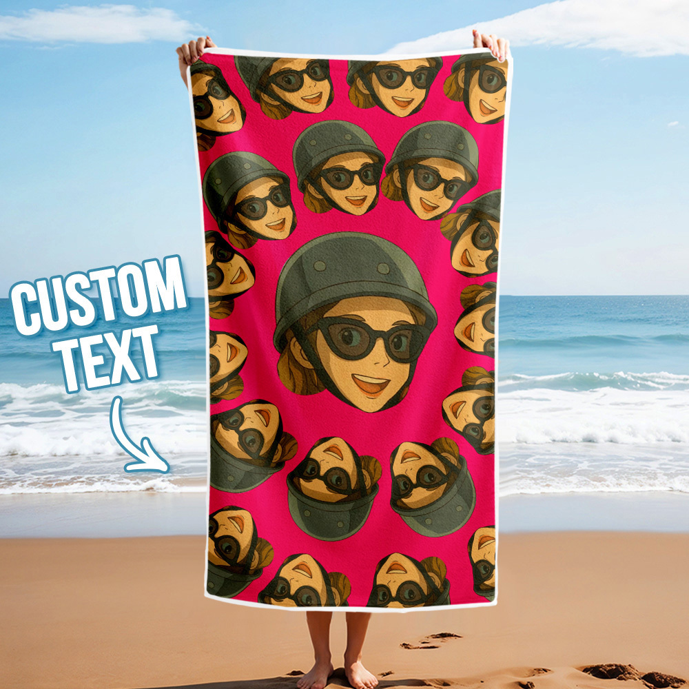 Toalla De Playa Personalizada Con Foto De Dibujos Animados, Toalla De Playa Multicolor, Idea De Regalo Divertida Para El Verano - santacalcetines