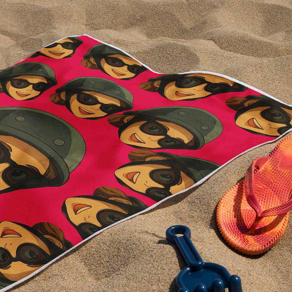 Toalla De Playa Personalizada Con Foto De Dibujos Animados, Toalla De Playa Multicolor, Idea De Regalo Divertida Para El Verano - santacalcetines