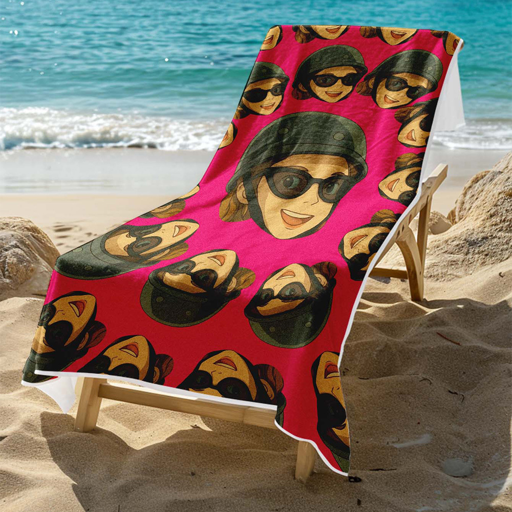 Toalla De Playa Personalizada Con Foto De Dibujos Animados, Toalla De Playa Multicolor, Idea De Regalo Divertida Para El Verano - santacalcetines