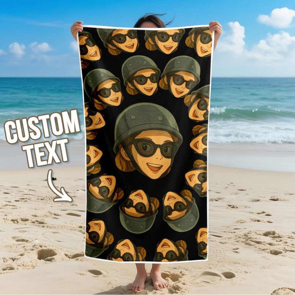 Toalla De Playa Personalizada Con Foto De Dibujos Animados, Toalla De Playa Multicolor, Idea De Regalo Divertida Para El Verano - santacalcetines
