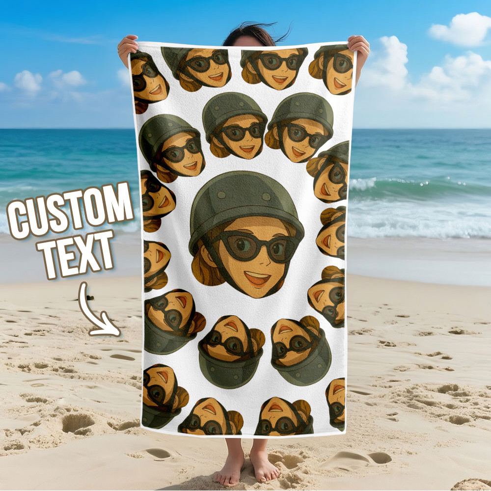 Toalla De Playa Personalizada Con Foto De Dibujos Animados, Toalla De Playa Multicolor, Idea De Regalo Divertida Para El Verano - santacalcetines