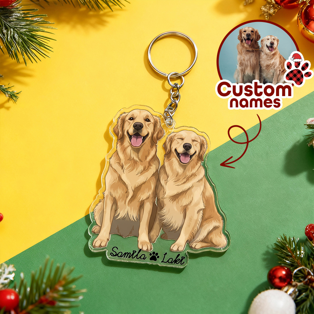 Llavero Personalizado De Gato De Dibujos Animados, Regalo De Navidad. Llavero Acrílico Personalizado Con Foto, Colgante Para Bolso. Regalo Único Para Dueños De Mascotas. - santacalcetines