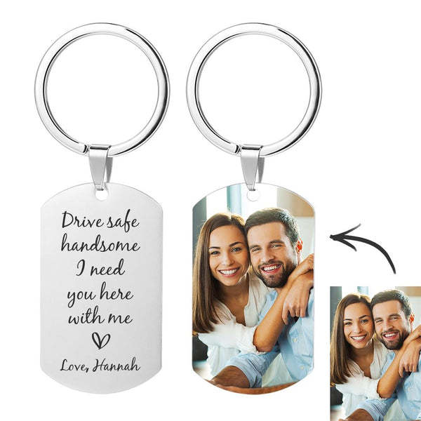 Regalo Del Día Del Padre Para Conducir Con Seguridad Te Necesito Aquí Conmigo Llavero Llavero Con Foto Personalizado Con Tu Nombre - santacalcetines