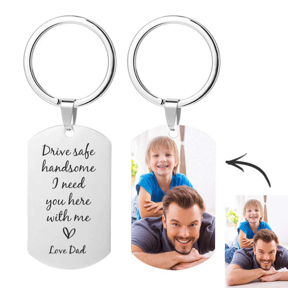 Regalo Del Día Del Padre Para Conducir Con Seguridad Te Necesito Aquí Conmigo Llavero Llavero Con Foto Personalizado Con Tu Nombre - santacalcetines