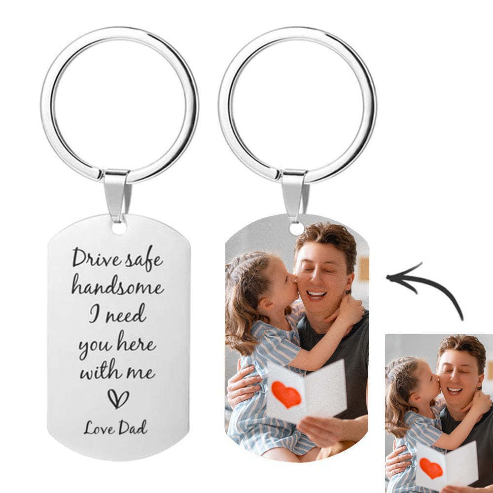 Regalo Del Día Del Padre Para Conducir Con Seguridad Te Necesito Aquí Conmigo Llavero Llavero Con Foto Personalizado Con Tu Nombre - santacalcetines