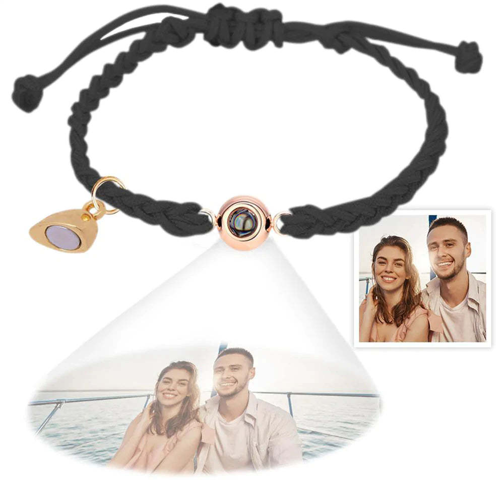 Pulsera De Proyección De Fotos Personalizada, Pulsera Magnética De Corazón Tejido Simple, Regalo De Navidad Para Pareja - 