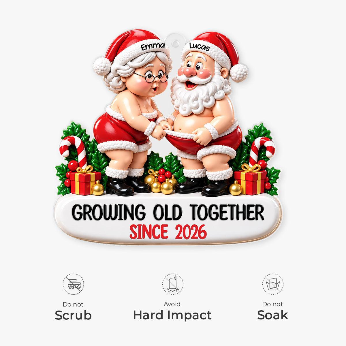 Adorno Personalizado De Pareja De Papá Noel Para Parejas: Regalo De Navidad Para Envejecer Juntos Para Aniversario - santacalcetines