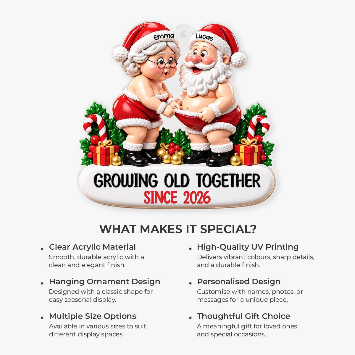 Adorno Personalizado De Pareja De Papá Noel Para Parejas: Regalo De Navidad Para Envejecer Juntos Para Aniversario - santacalcetines