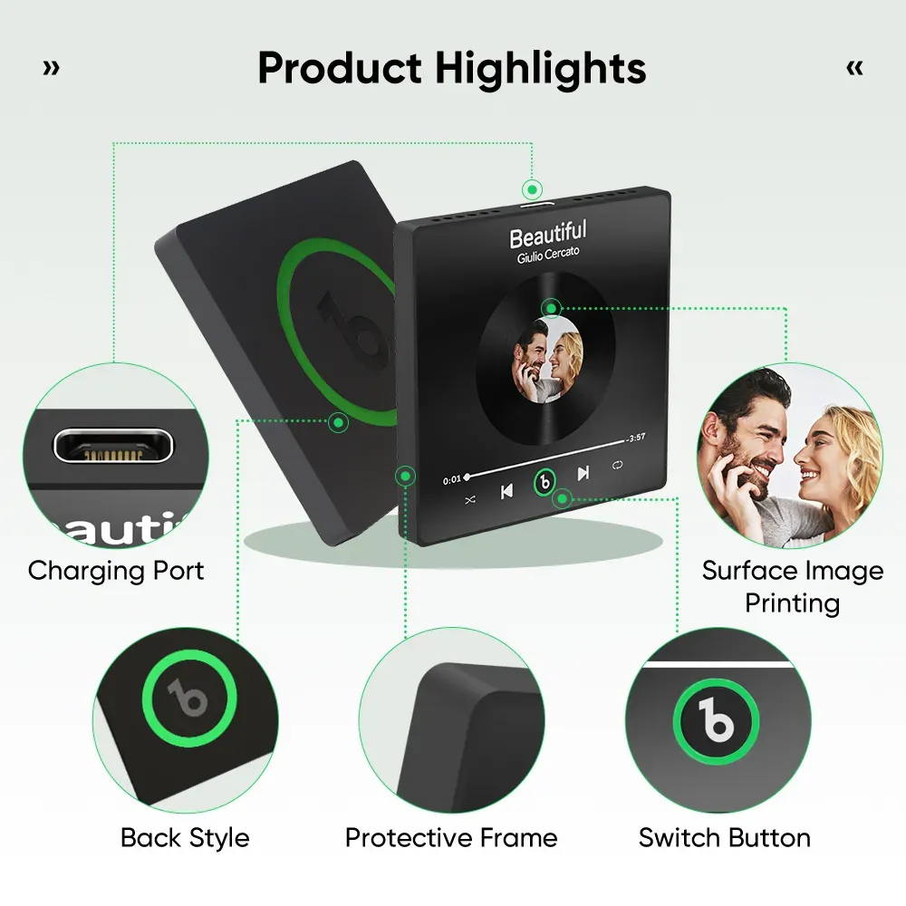 Imán De Nevera Con Música De Color Morado Y Amatista Personalizado, Nuevo Adhesivo De Pared Con Foto Musical De Actualización 4.0 Que Reproduce Música Sin Teléfono Móvil, Varios Estilos, Regalos Para Parejas - santacalcetines