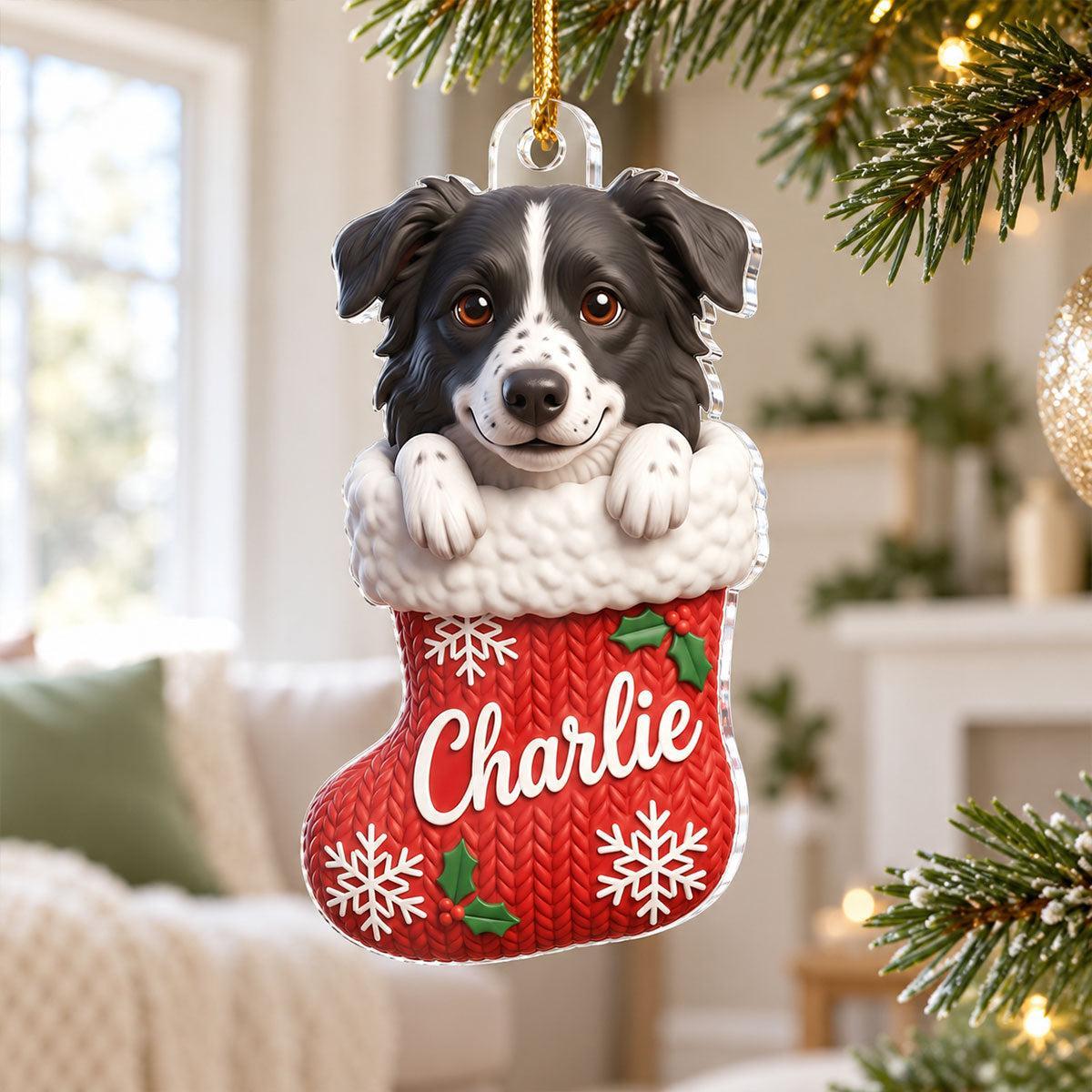 Medias Personalizadas Para Mascotas Para Perros Y Gatos - Adorno Acrílico Personalizado - Regalo De Navidad Para Mamá Gato Perro - santacalcetines