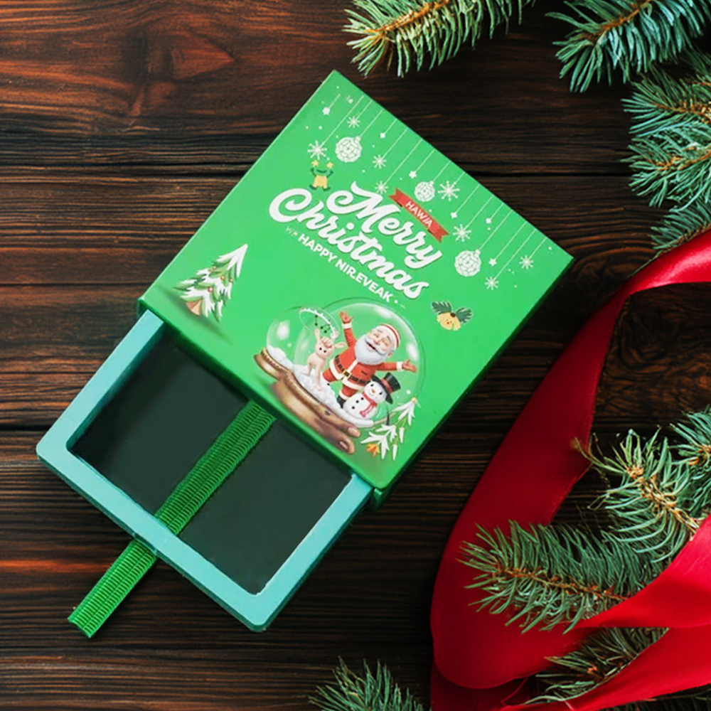 Caja Verde Navideña Caja Extraíble Caja De Almacenamiento De Película Regalo 9x9x2cm - santacalcetines