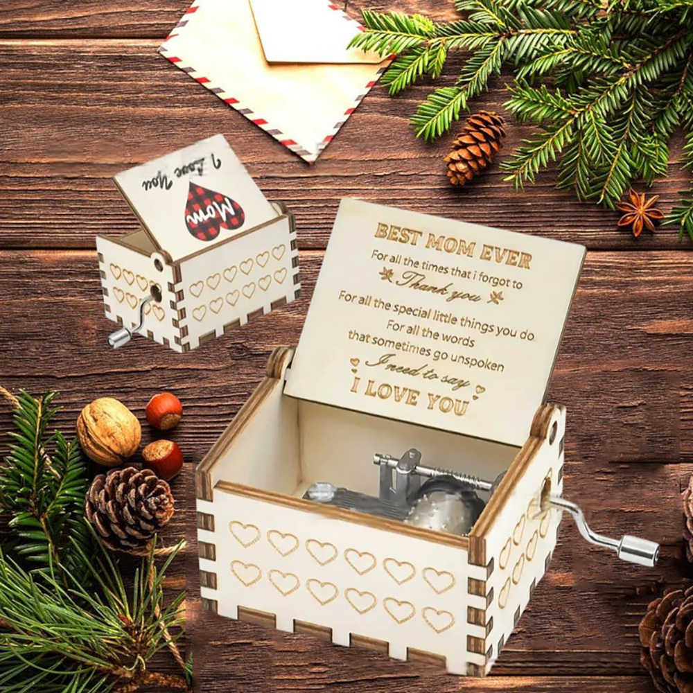 Caja De Música De Madera Para Regalar En El Día De La Madre. Caja De Música 'mi Querida Mamá'. Regalo Para Mamá. - santacalcetines