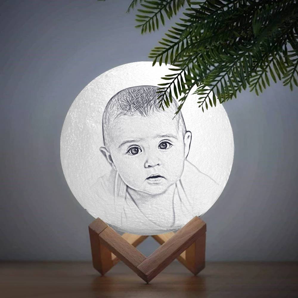 Lámpara De Luna Con Foto 3d Personalizada Y Texto Personalizado: Familia Touch 2 Colour - santacalcetines