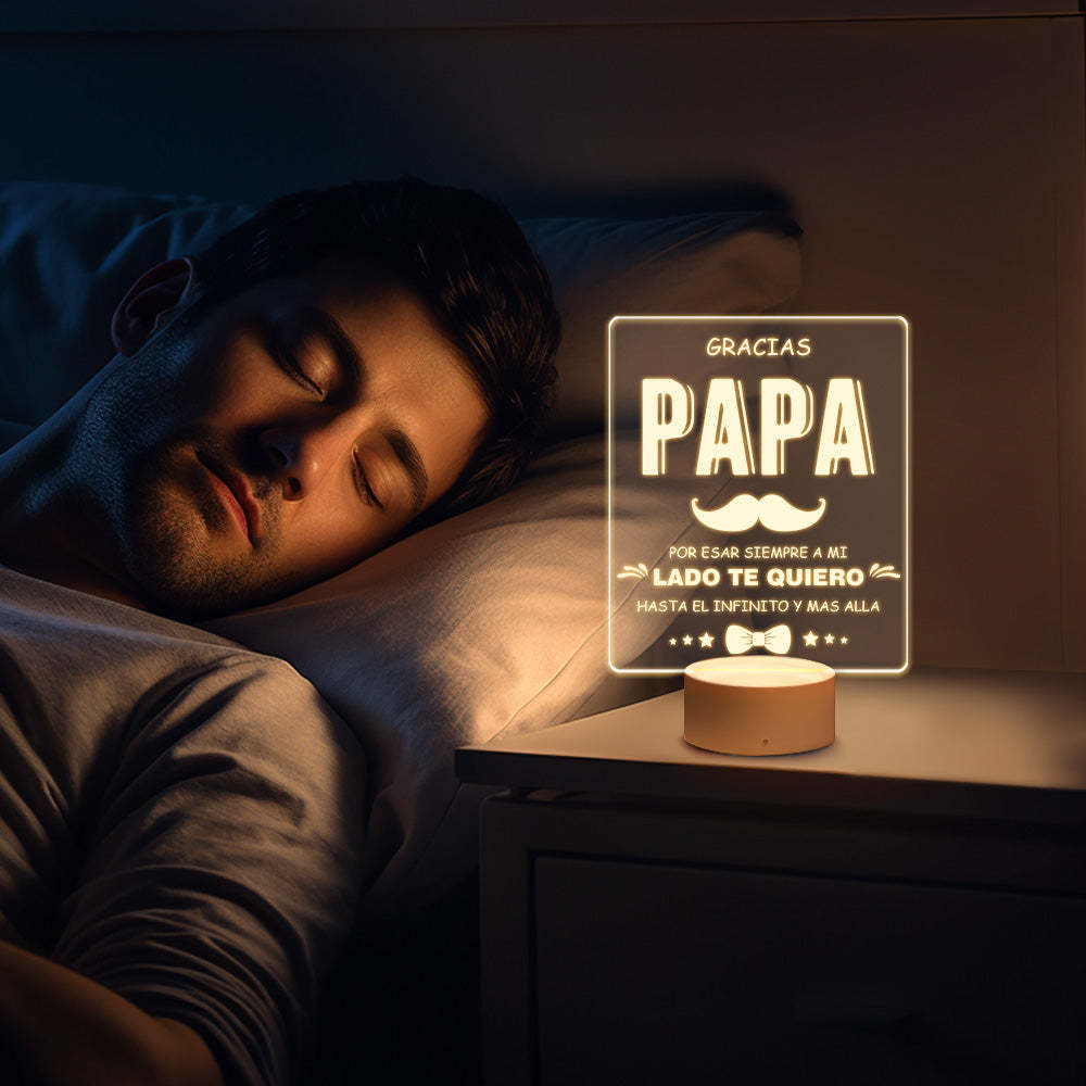 Lámpara De Noche Con Texto Personalizado, Luz Nocturna Led Acrílica, Lámpara De Noche Para Papá, Regalos Del Día Del Padre Para Él - santacalcetines
