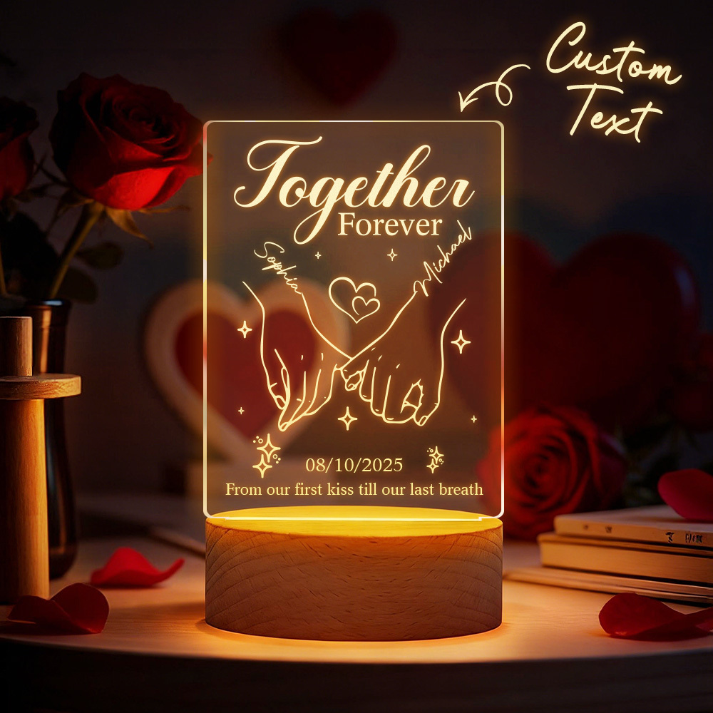 Lámpara De Corazón De Acrílico Personalizada Para San Valentín - Luz Nocturna Led Personalizada Con Nombres Y Fecha De Aniversario - Regalo Romántico De Decoración De Escritorio - santacalcetines