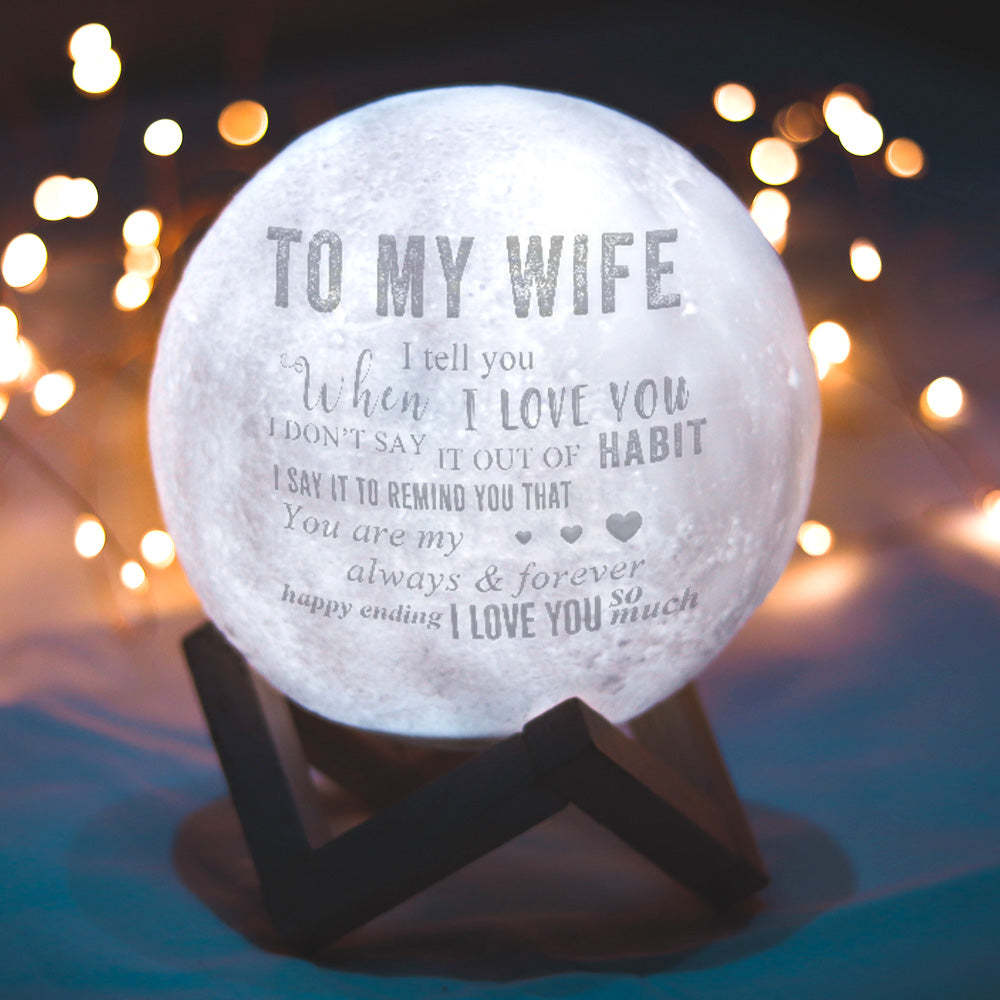 Lámpara De Luna Personalizada Con Control Táctil Para El Regalo De Aniversario De Mi Esposa Para Mi Esposa - santacalcetines