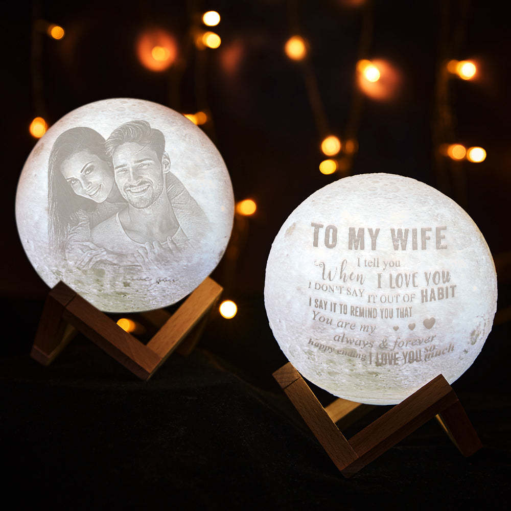 Lámpara De Luna Personalizada Con Control Táctil Para El Regalo De Aniversario De Mi Esposa Para Mi Esposa - santacalcetines