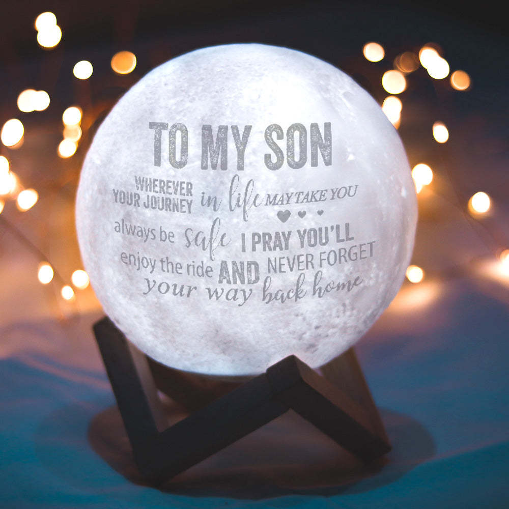 Lámpara De Luna Personalizada Con Control Táctil Regalos Para Hijo Regalos De Cumpleaños Para Hijo - santacalcetines