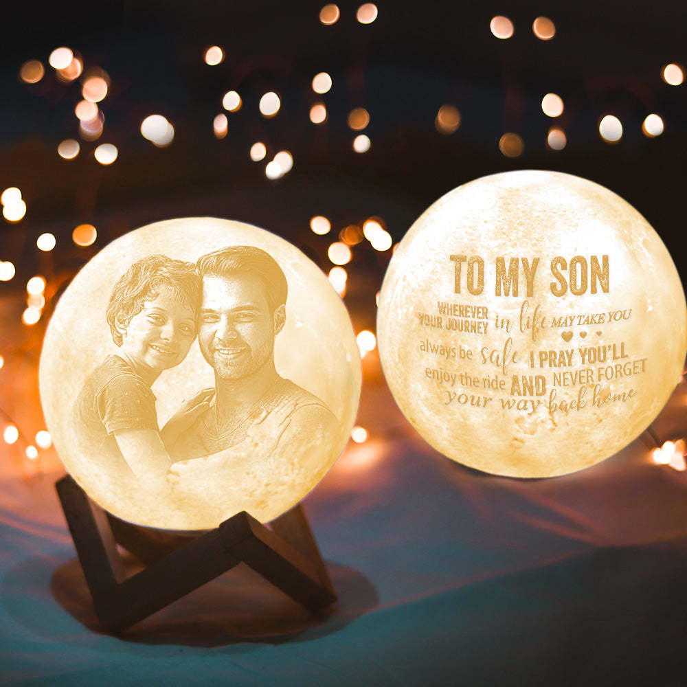 Lámpara De Luna Personalizada Con Control Táctil Regalos Para Hijo Regalos De Cumpleaños Para Hijo - santacalcetines