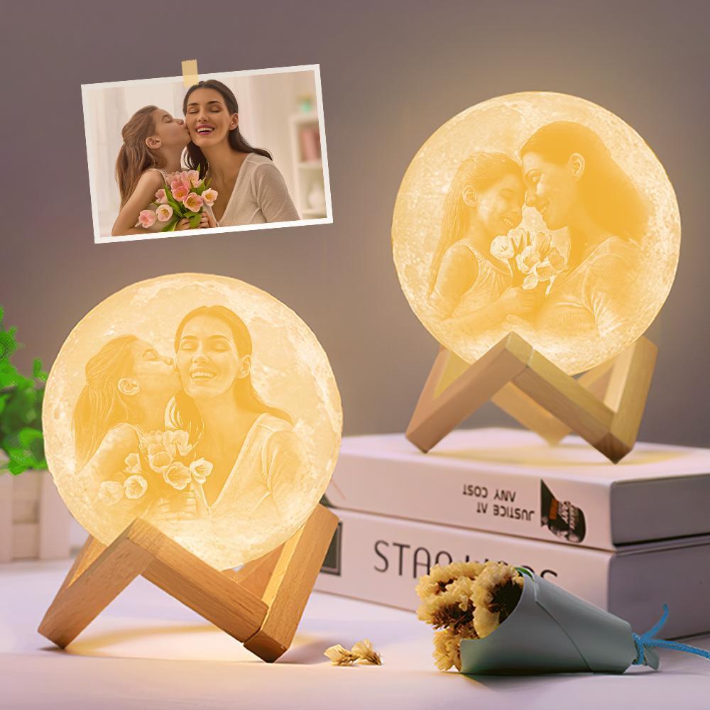 Lámpara De Luna Con Foto De Impresión 3d Personalizada Luna Mágica Con Foto De Doble Cara - Toque Dos/tres Colores (10 Cm-20 Cm) - santacalcetines