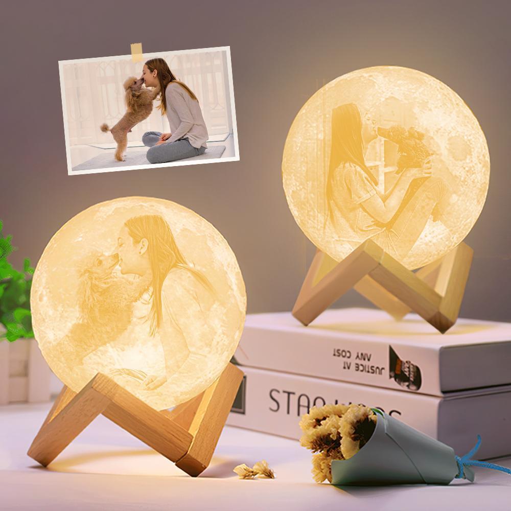 Lámpara De Luna Con Foto De Impresión 3d Personalizada Luna Mágica Con Foto De Doble Cara - Toque Dos/tres Colores (10 Cm-20 Cm) - santacalcetines
