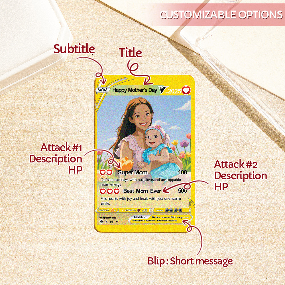Tarjeta Pokémon Del Día Del Padre, Tarjeta Pokémon Personalizada, Regalo Para Papá, Regalo Del Día Del Padre, Presente Personalizado - santacalcetines