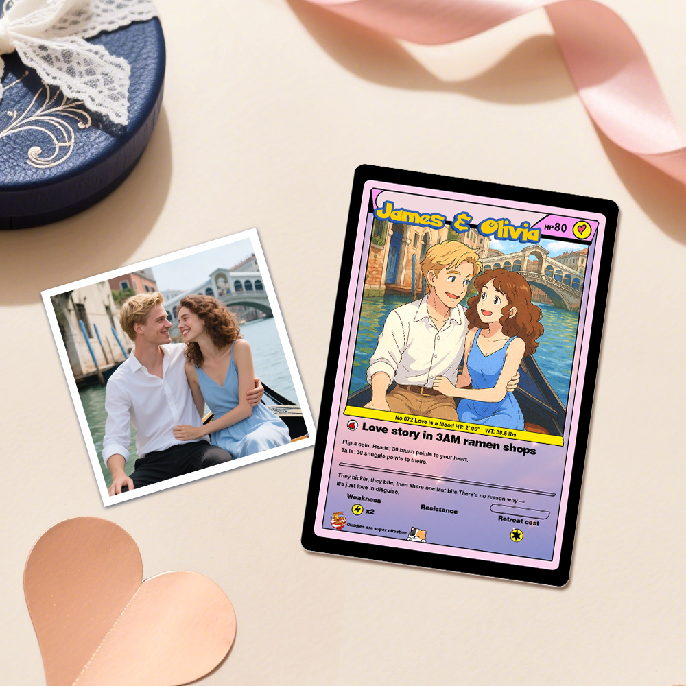 Tarjeta De Pareja De Anime Personalizada: Regalo De Historia De Amor Personalizado Para Aniversario, San Valentín O Cumpleaños.