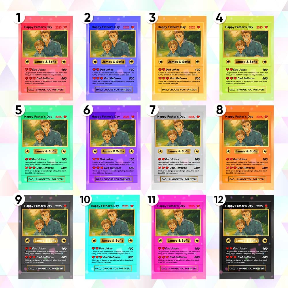 Tarjeta De Pokémon Personalizada Con Foto De Dibujos Animados Para El Día Del Padre, Texto Personalizado Y Foto, Regalo Para Papá - santacalcetines