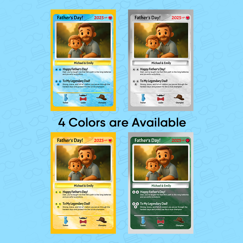 Tarjeta De Pokémon Personalizada Con Foto De Dibujos Animados Para El Día Del Padre, Texto Personalizado Y Foto, Regalo Para Papá - santacalcetines