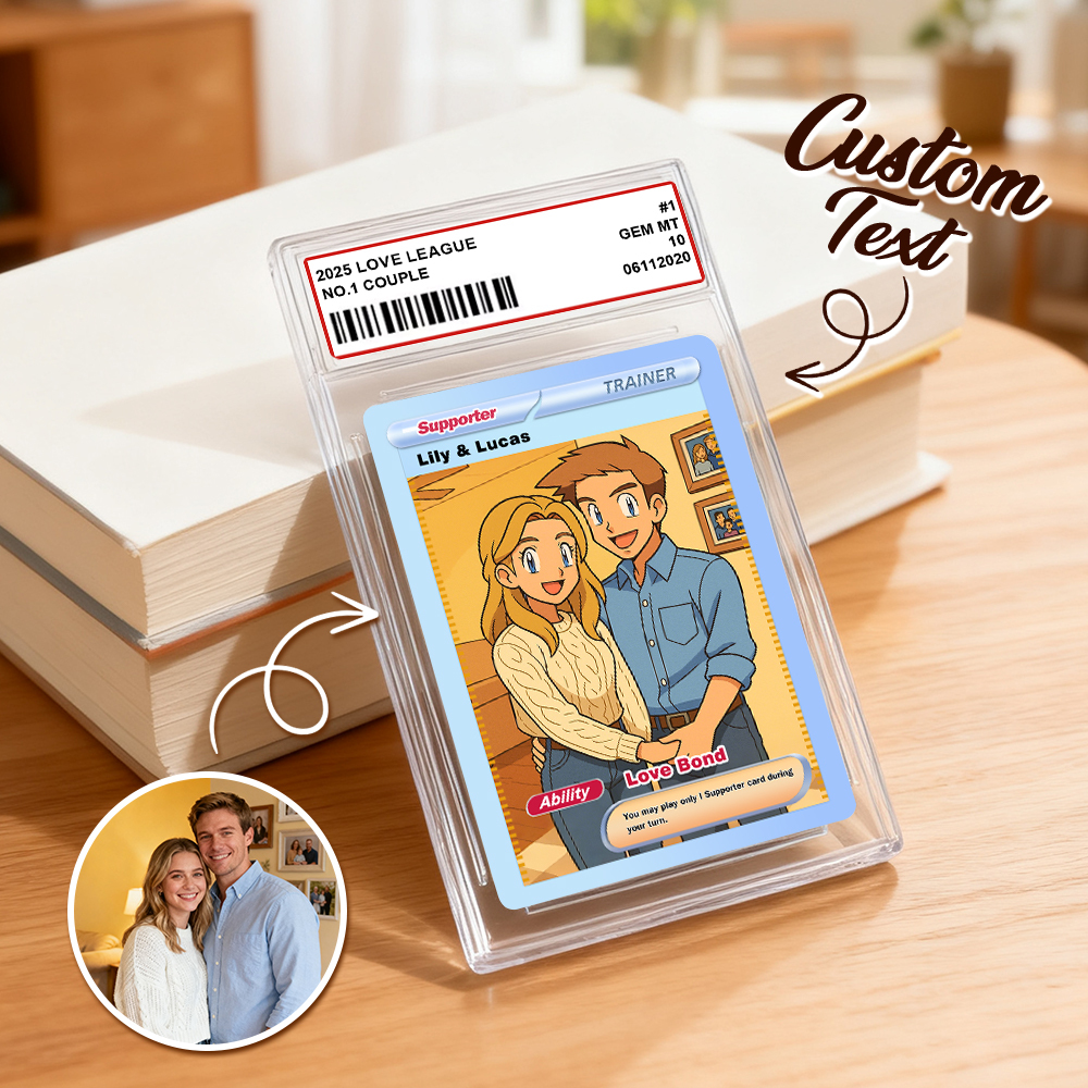 Tarjeta De Juego De Intercambio De Anime Personalizada Tarjeta Coleccionable Personalizada Con Su Foto Y Nombre | Regalo Único Para Fanáticos Y Parejas Regalos De Navidad - santacalcetines