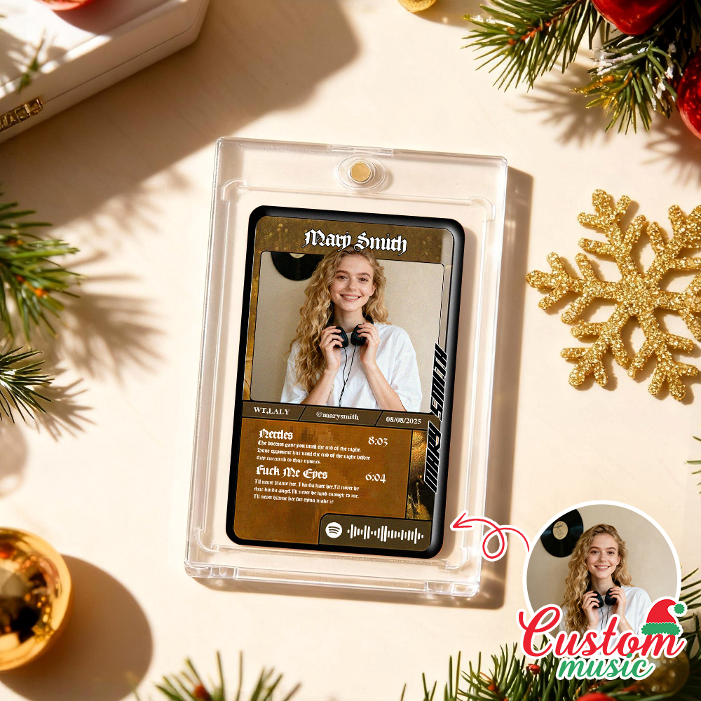 Tarjeta Deportiva Navideña Personalizada Con Código Musical, Foto Y Nombre. Un Regalo Navideño Único Para Tu Pareja. - santacalcetines