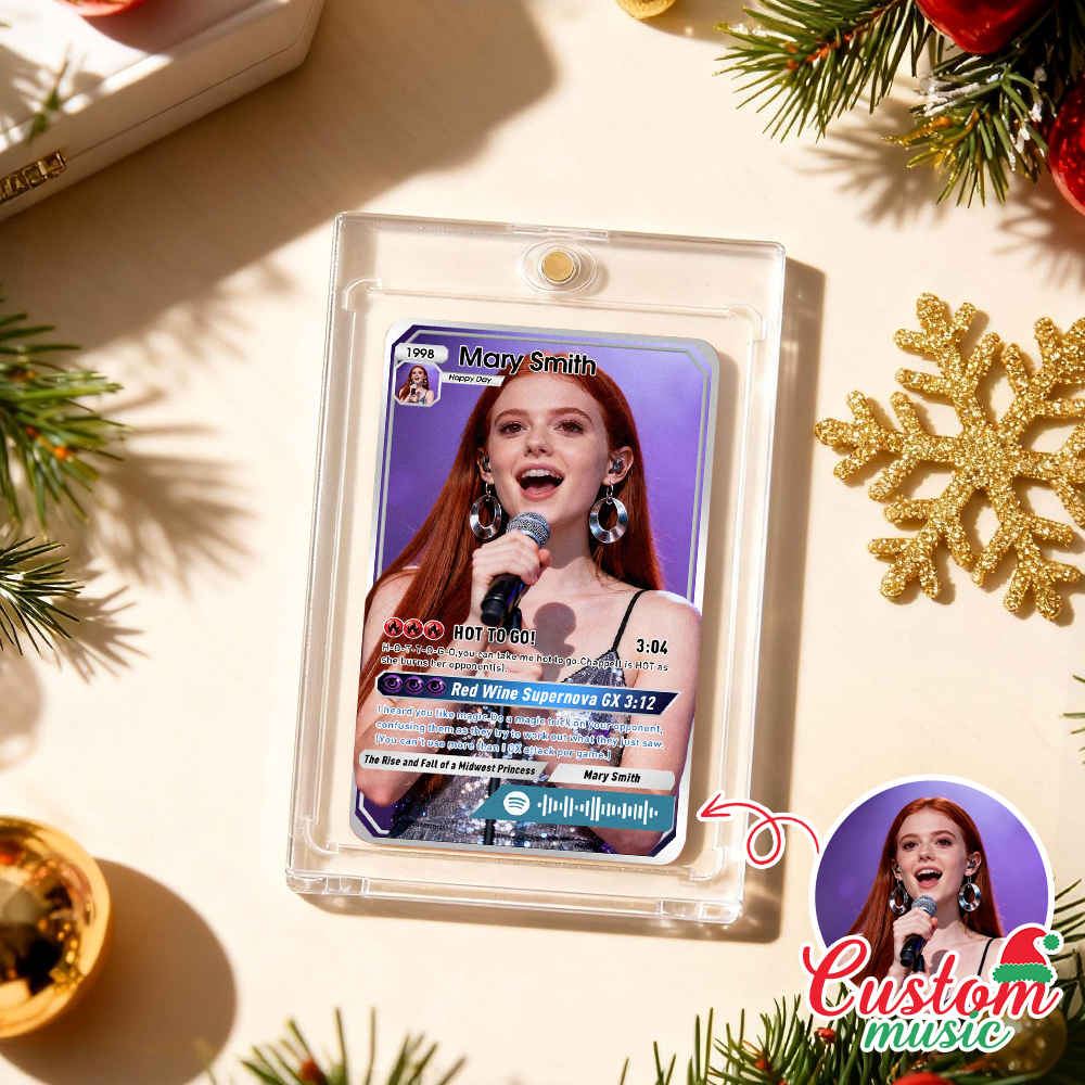 Tarjeta Deportiva Navideña Personalizada Con Código Musical, Foto Y Nombre. Un Regalo Navideño Único Para Tu Pareja. - santacalcetines