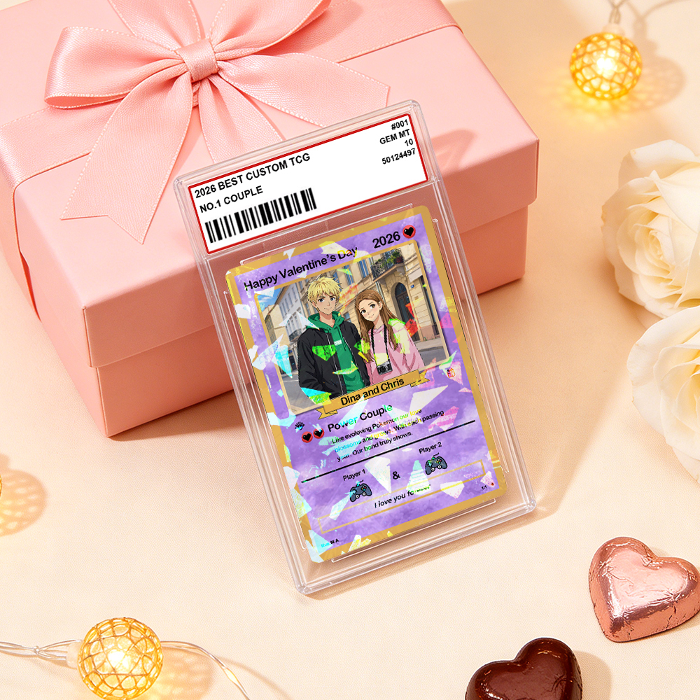 Tarjeta De Pareja Poderosa De San Valentín Personalizada, Tarjeta De Aniversario Personalizada Con Foto De Pareja Estilo Anime, El Mejor Regalo De San Valentín Para Tu Pareja. - santacalcetines