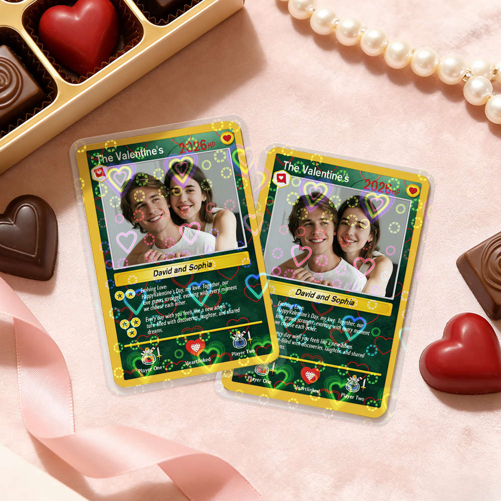 Tarjeta De Pareja Poderosa De San Valentín Personalizada, Tarjeta De Aniversario Personalizada Con Foto De Pareja Estilo Anime, El Mejor Regalo De San Valentín Para Tu Pareja. - santacalcetines