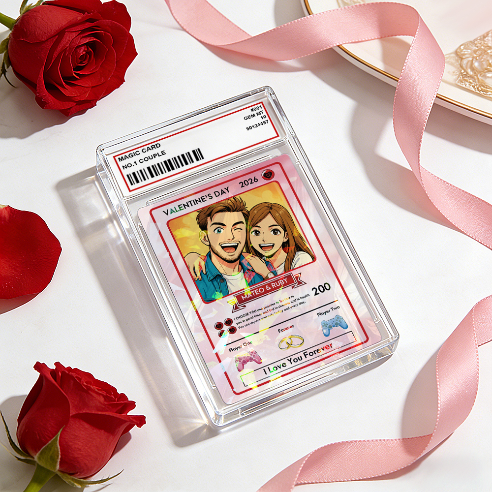 Tarjeta De Pareja Poderosa De San Valentín Personalizada, Tarjeta De Aniversario Personalizada Con Foto De Pareja Estilo Anime, El Mejor Regalo De San Valentín Para Tu Pareja. - santacalcetines