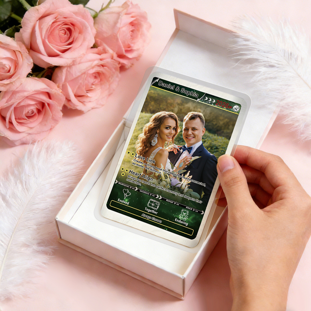 Tarjeta De Pareja Poderosa De San Valentín Personalizada, Tarjeta De Aniversario Personalizada Con Foto De Pareja Estilo Anime, El Mejor Regalo De San Valentín Para Tu Pareja. - santacalcetines