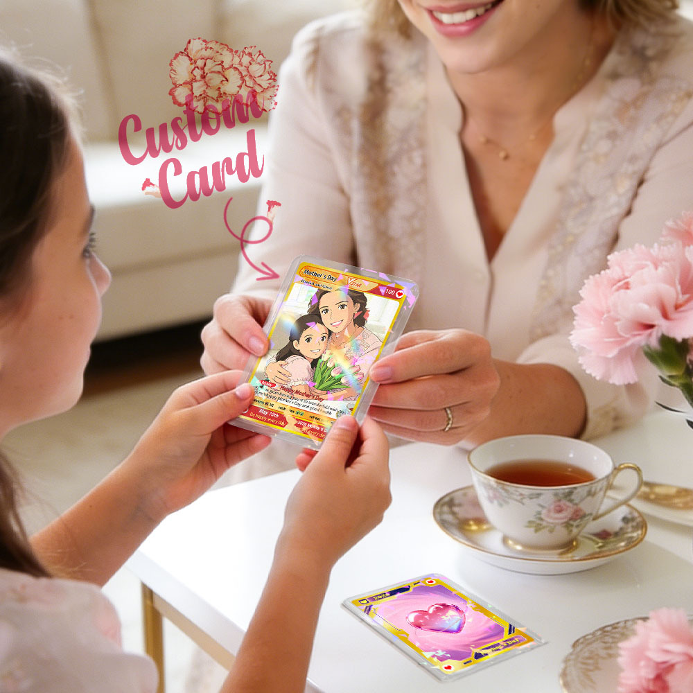 Tarjeta Personalizada De Juego De Fotos De Anime Para El Día De La Madre (mamá E Hijo/a) - santacalcetines