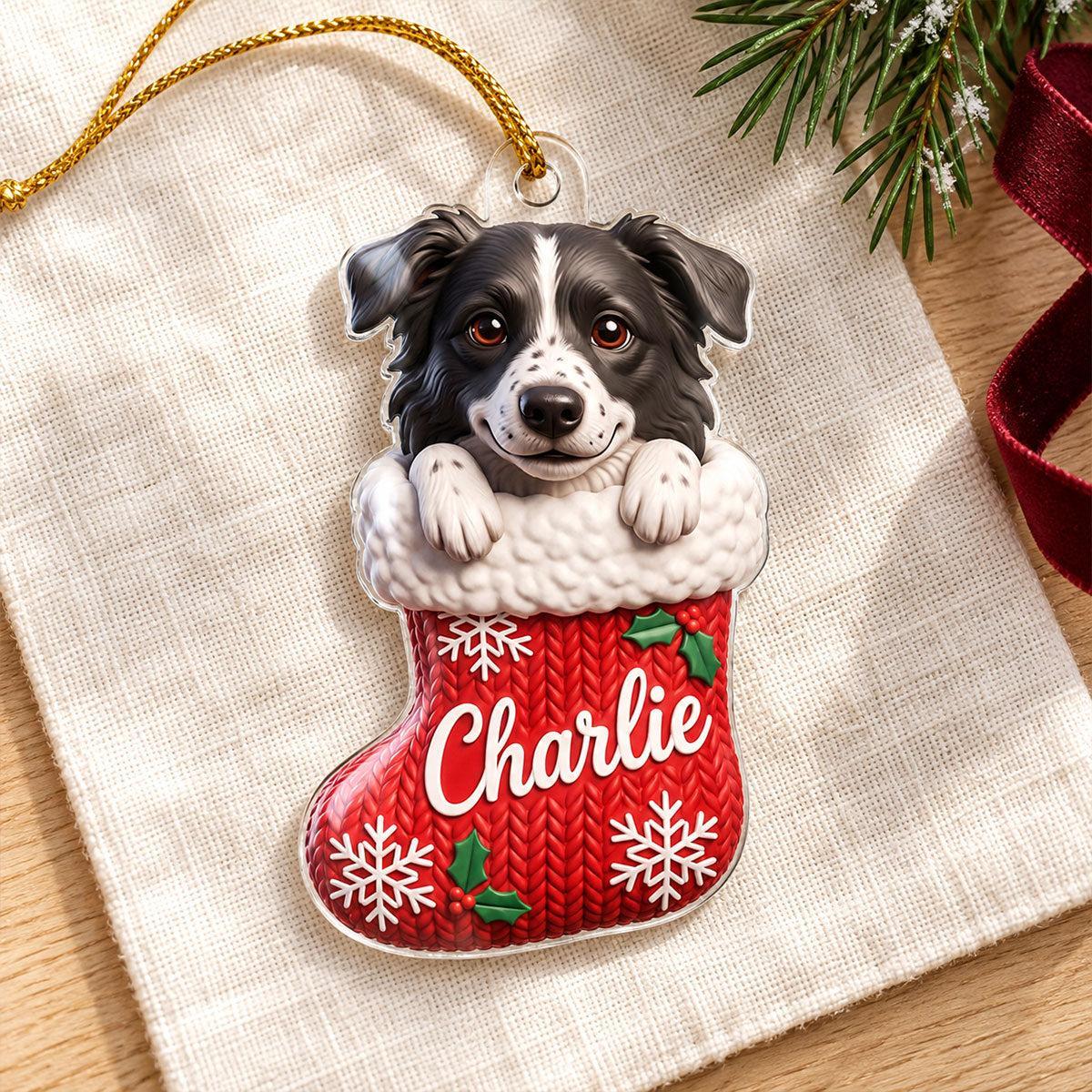 Medias Personalizadas Para Mascotas Para Perros Y Gatos - Adorno Acrílico Personalizado - Regalo De Navidad Para Mamá Gato Perro - santacalcetines